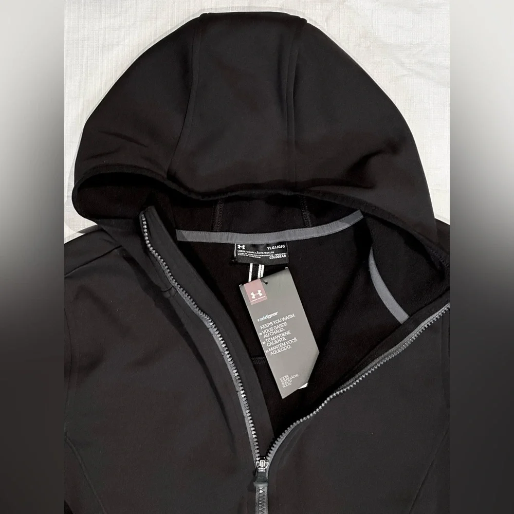 NEW SZ L BOYS JACKET UNDER ARMOUR TECHNO COLDGEAR FULL ZIP HOODIE